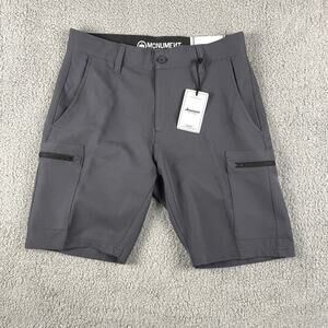 Monument Men's Sz 30 Black Polyester Spandex 9" Inseam Cargo Tech Shorts